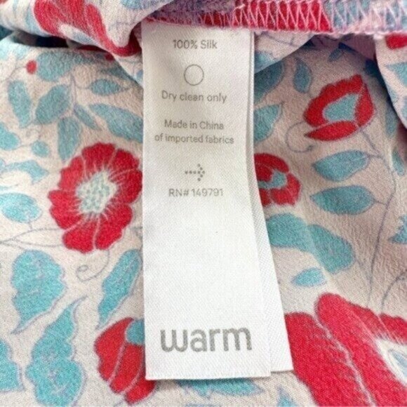 Warm NY Floral Print Silk Tie Back Long Sleeve Maxi Dress Size 0/XS - Picture 11 of 11